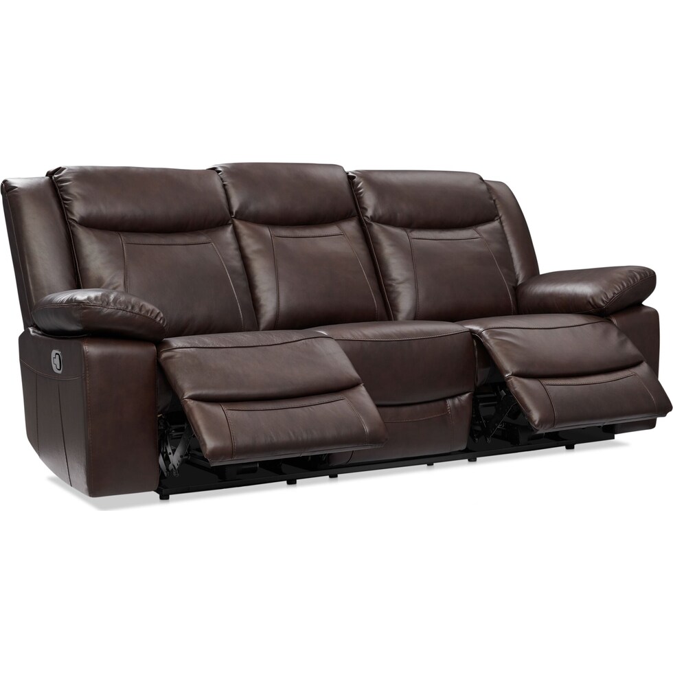 duval light brown manual reclining sofa   