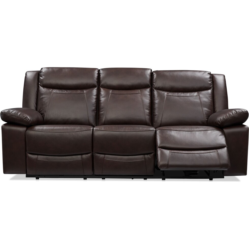 duval light brown manual reclining sofa   