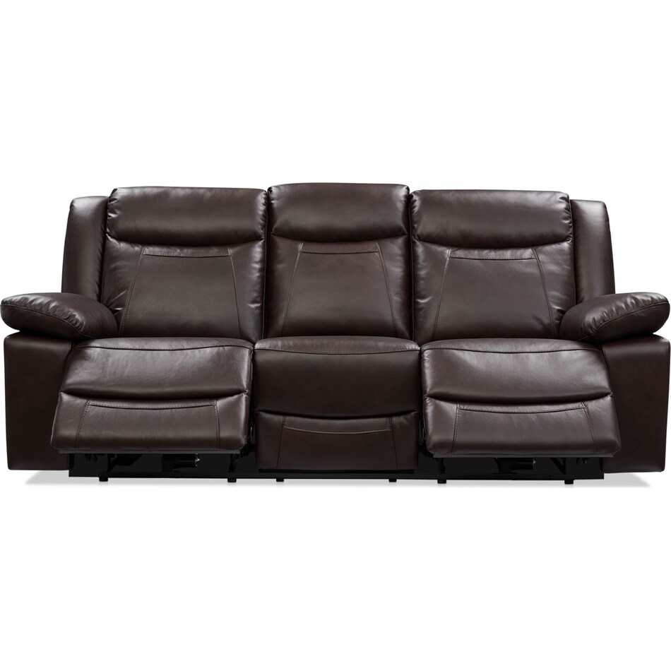 duval light brown manual reclining sofa   