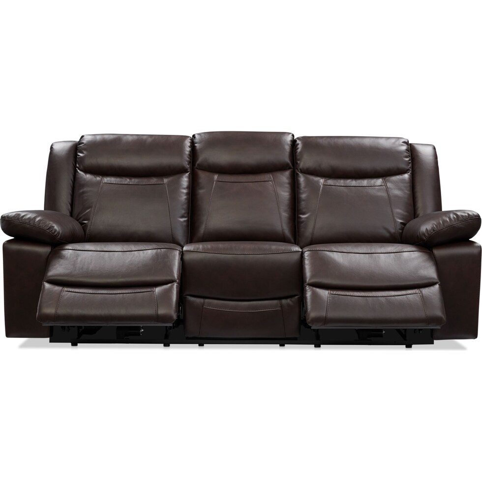 duval light brown manual reclining sofa   