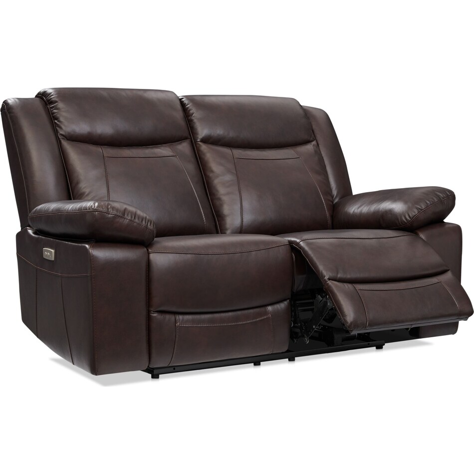 duval light brown power reclining loveseat   