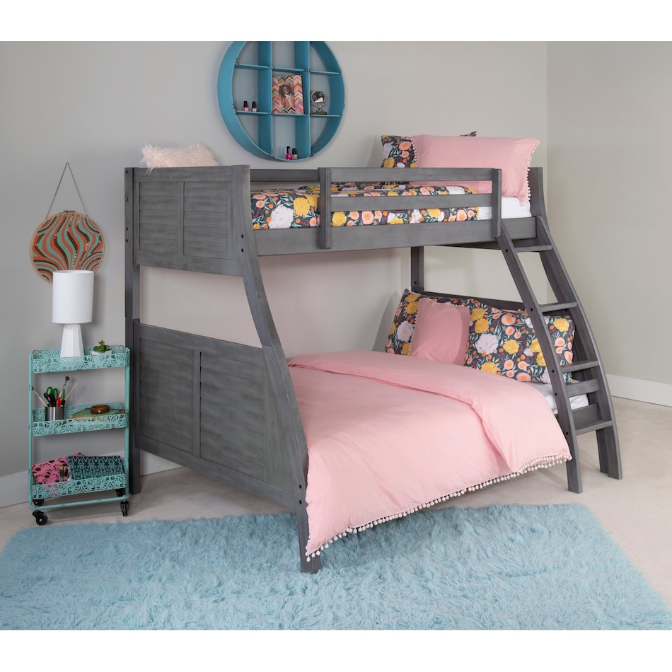 easton gray twin over full bunk bed   