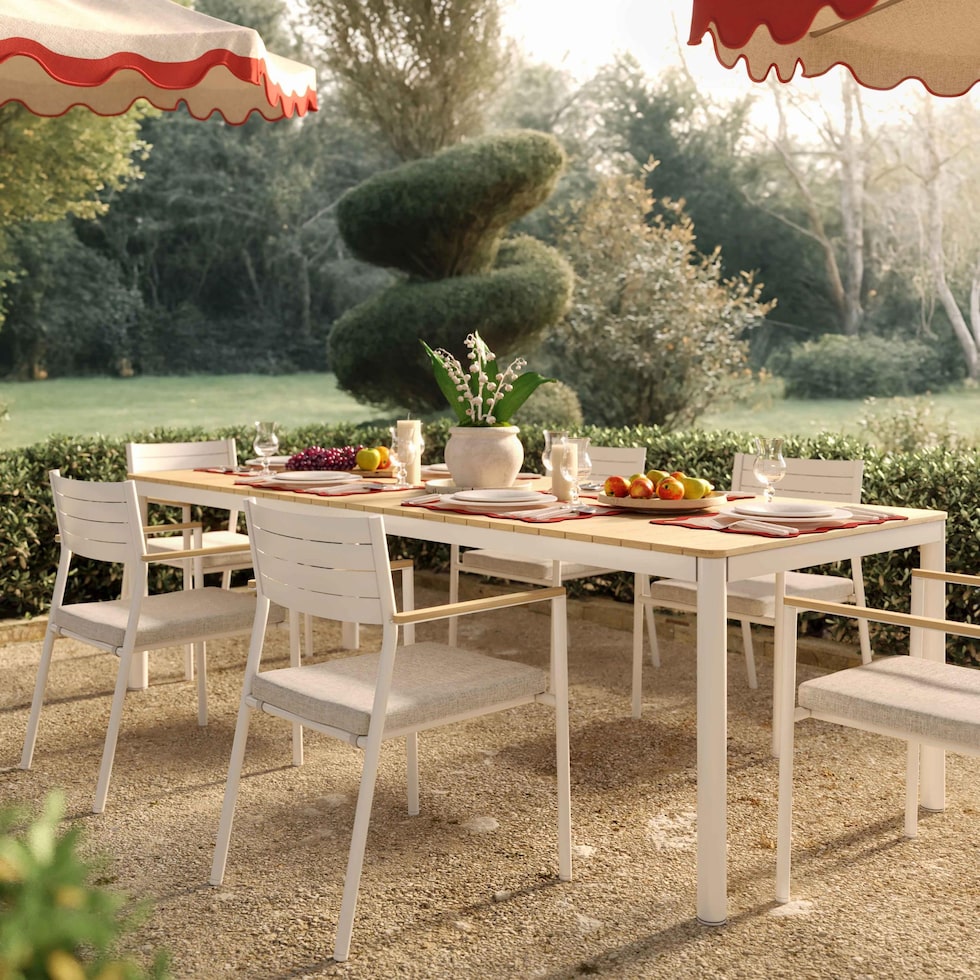 edgartown light brown outdoor dining table   