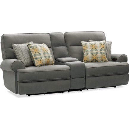 Edgehill 3-Piece Dual-Power Reclining Sofa with Console - Gray