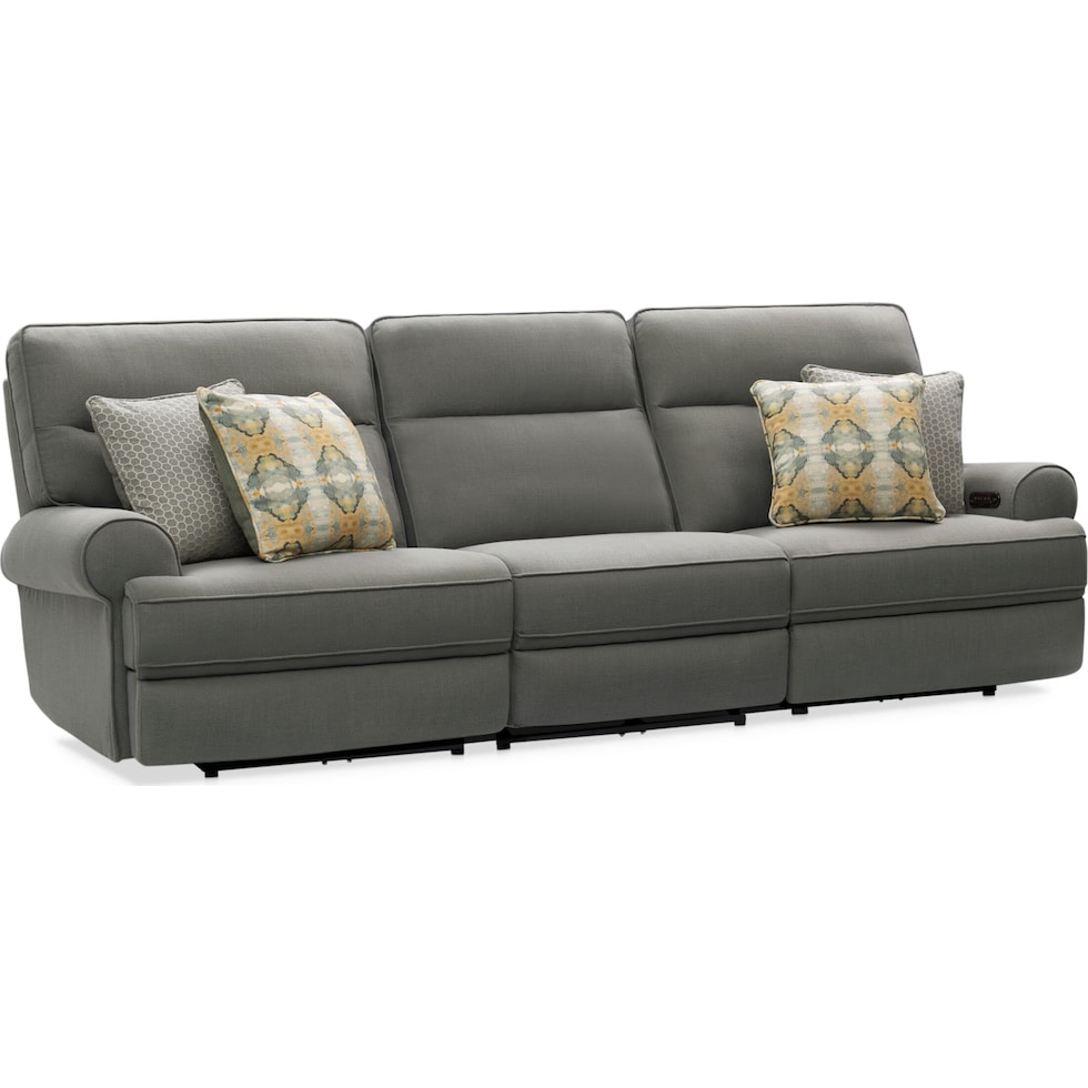 edgehill gray  pc power reclining sofa   