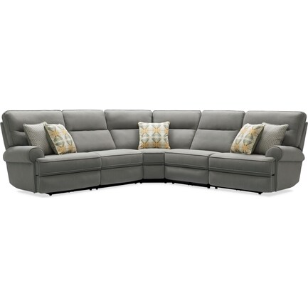 Edgehill 5-Piece Dual-Power Reclining Sectional with 2 Reclining Seats  - Gray