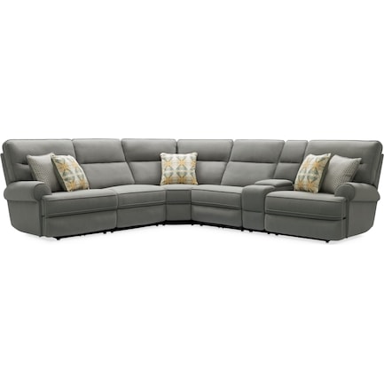 Edgehill 6-Piece Dual-Power Reclining Sectional with 2 Reclining Seats  - Gray