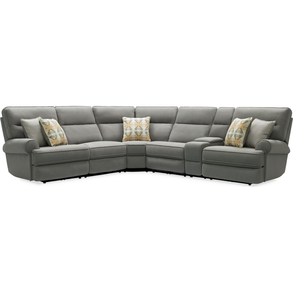 edgehill gray  pc power reclining sectional   