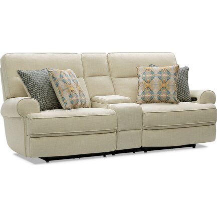 Edgehill 3-Piece Dual-Power Reclining Sofa with Console - Linen