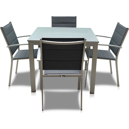 Edgewater Outdoor Square Dining Table and 4 Chairs - Gray