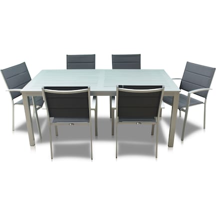 Edgewater Outdoor Rectangular Dining Table and 6 Chairs - Gray