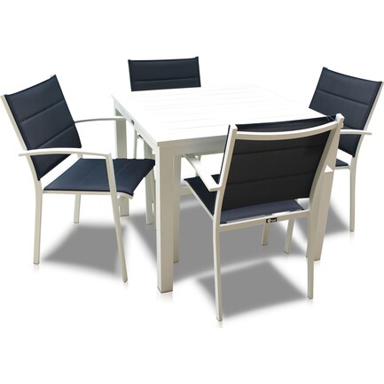 Edgewater Outdoor Square Dining Table and 4 Chairs - Navy