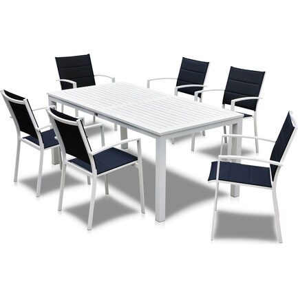 Edgewater Outdoor Rectangular Dining Table and 6 Chairs - Navy