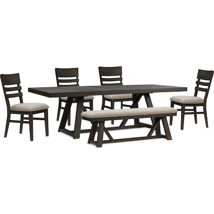 Edison Dining Table, 4 Dining Chairs and Bench