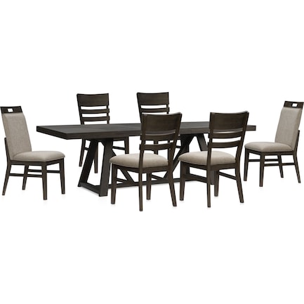 Edison Dining Table, 2 Upholstered Chairs and 4 Dining Chairs