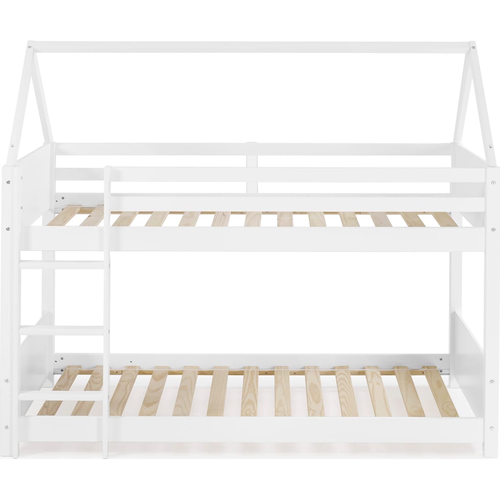 effie white twin over twin bunk bed   