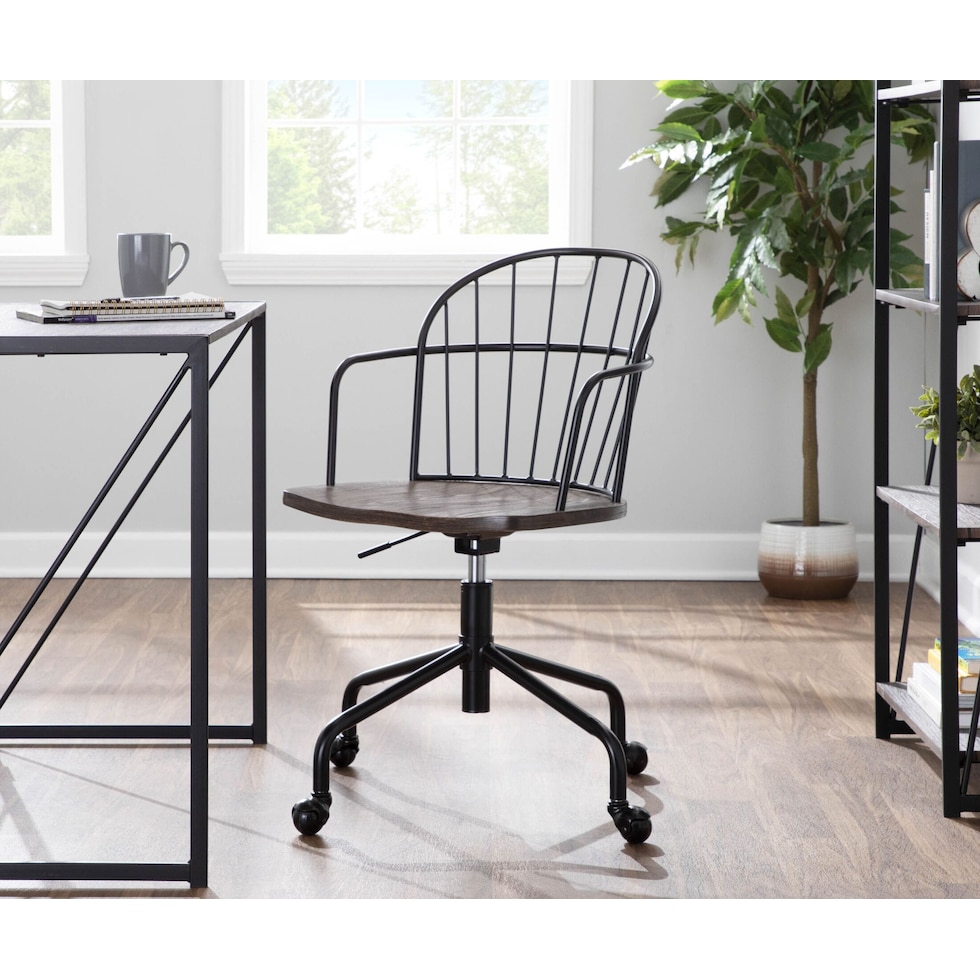 eileen black walnut desk chair   