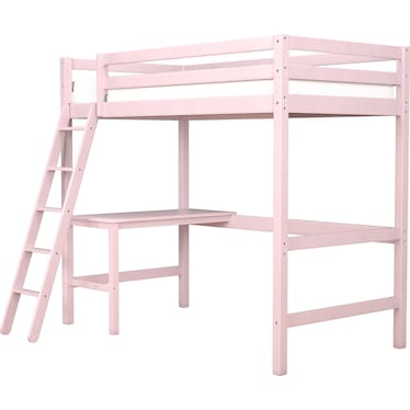 Elara Twin Loft Bed with Desk - Pink