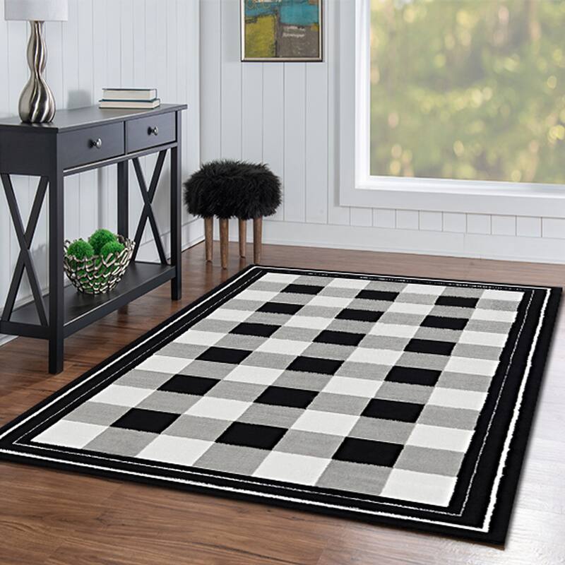 Elbert Buffalo Check 4 X 7 Area Rug Black/White American Signature