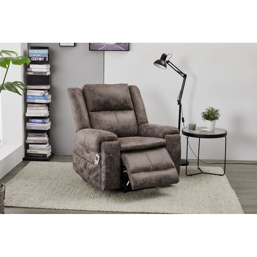 elden dark brown recliner   