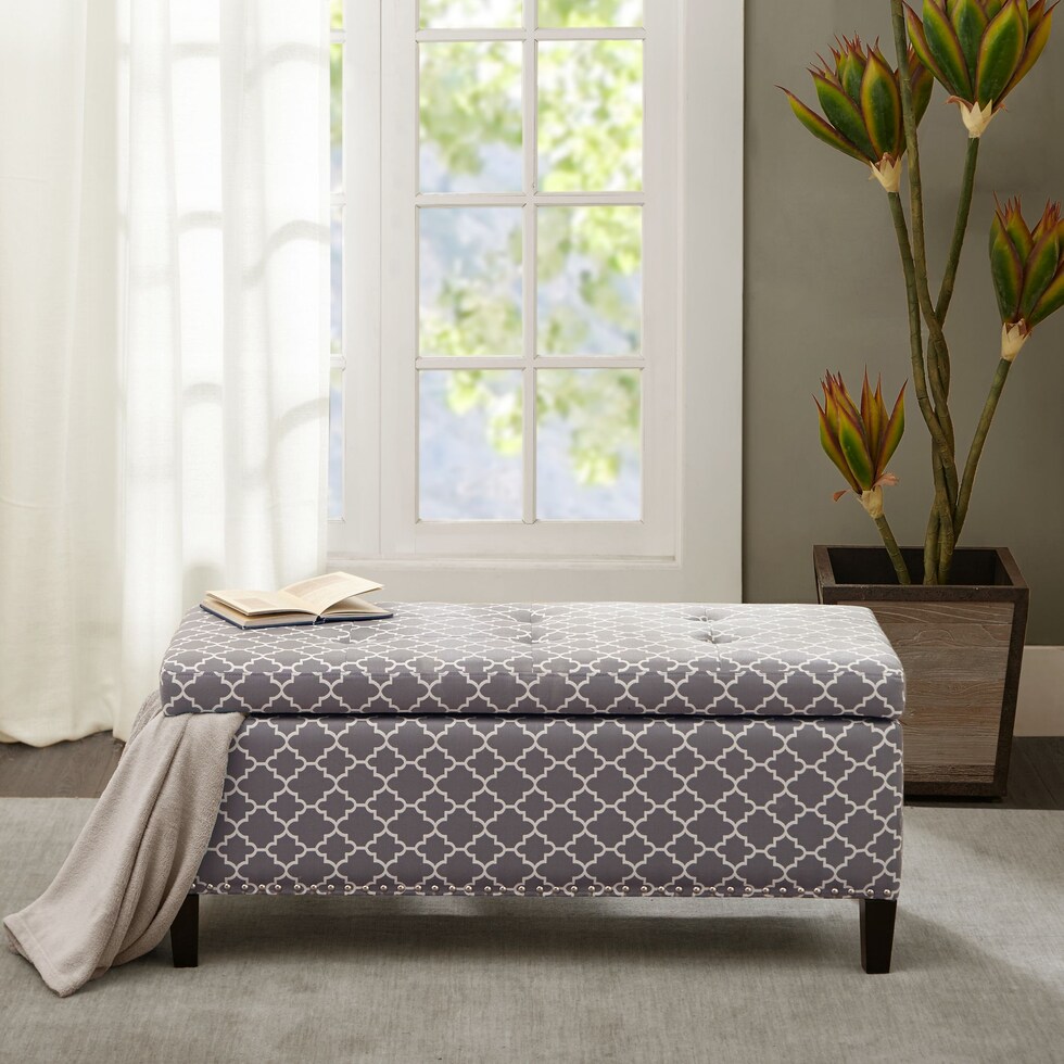 eleanor gray storage bench   