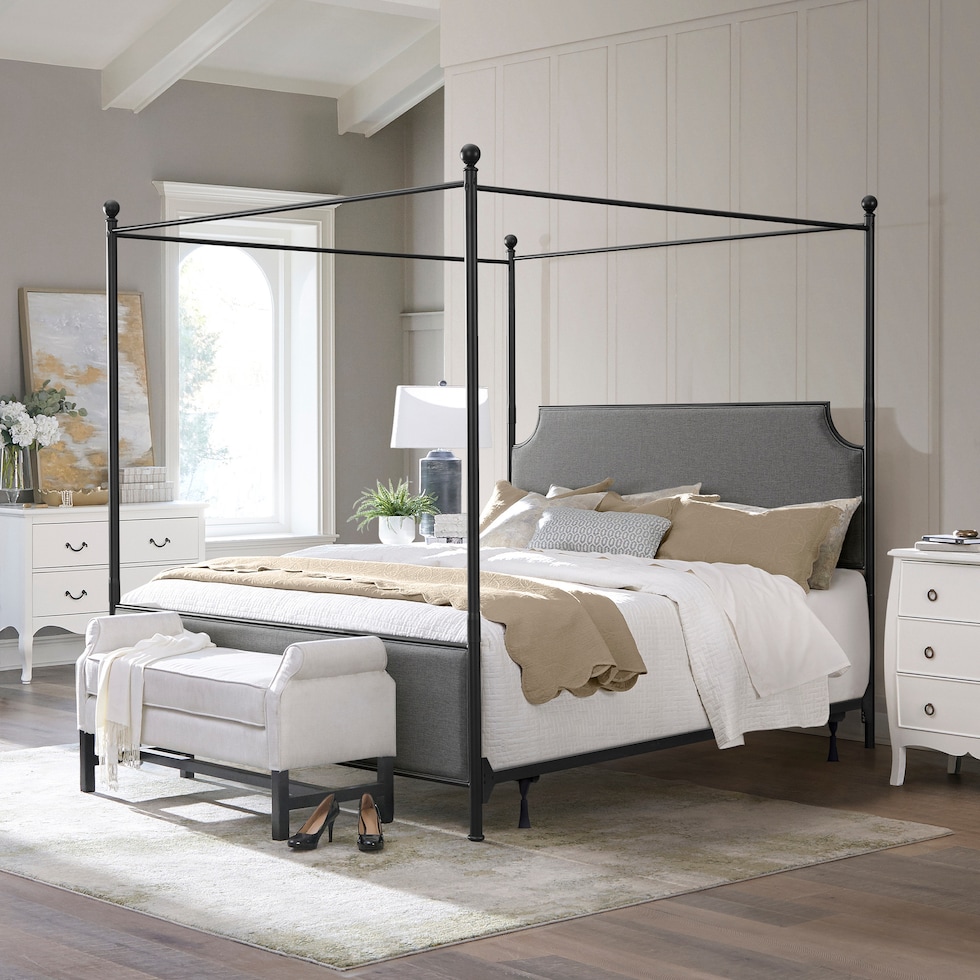 elena gray black king bed   