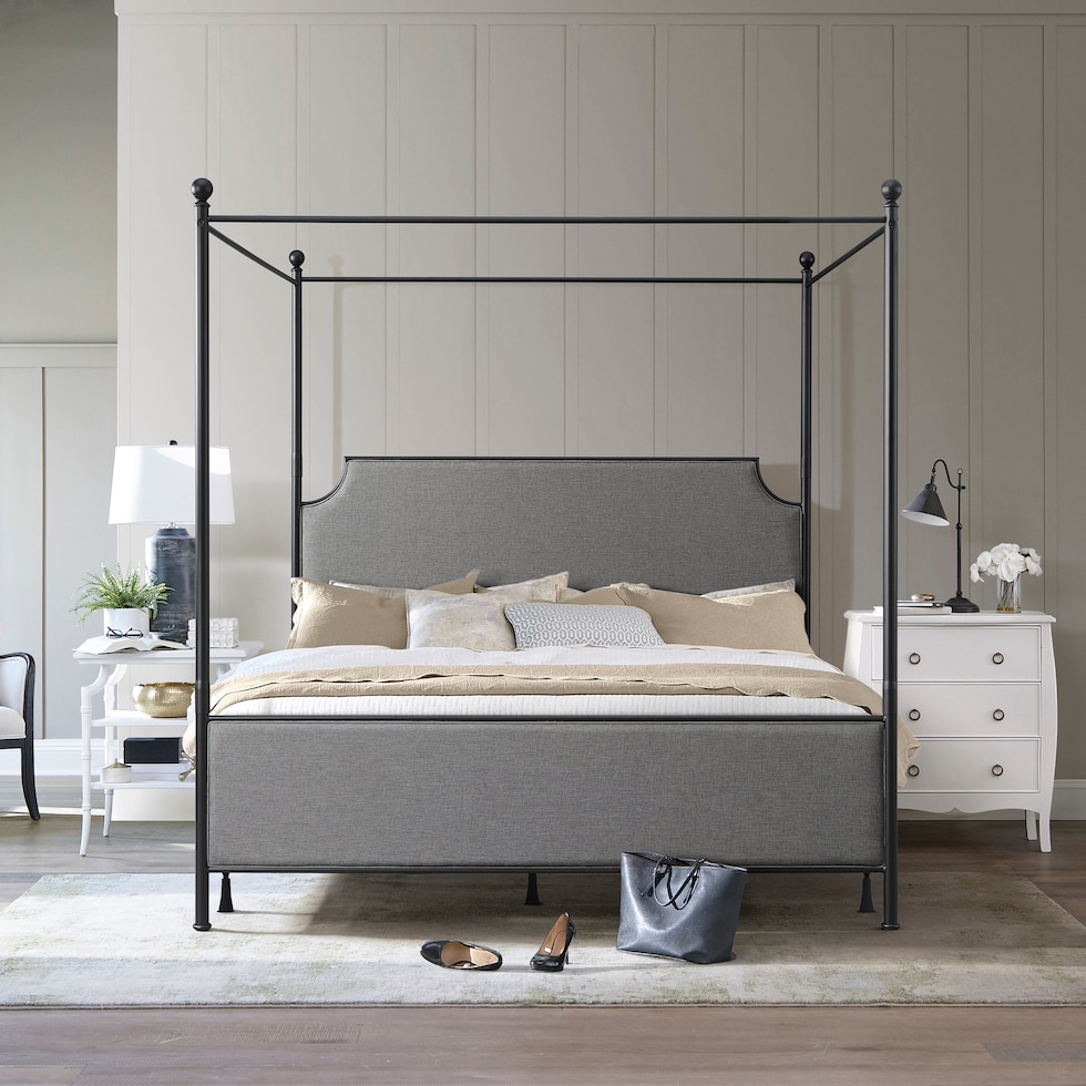 elena gray black king bed   