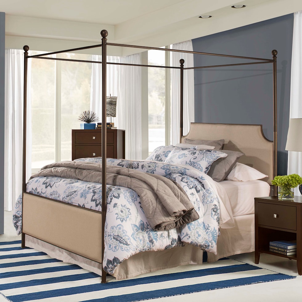 elena linen bronze queen bed   