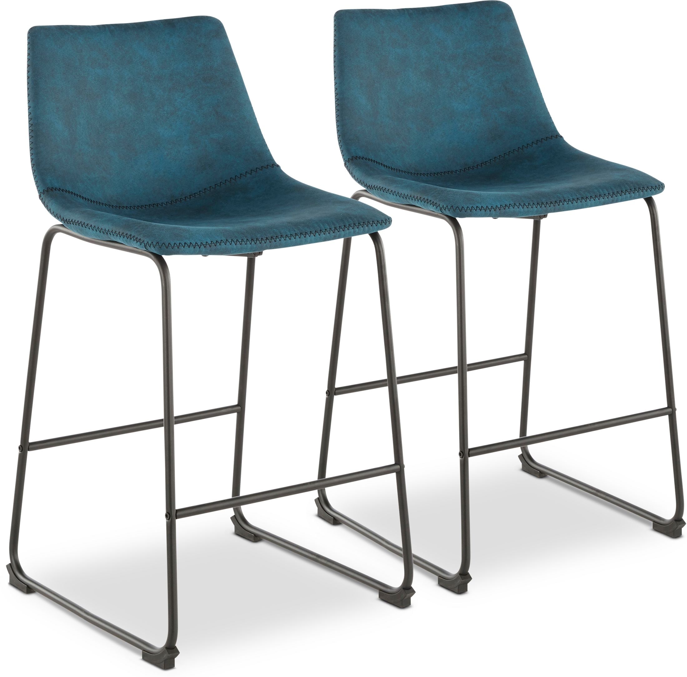 Blue leather discount counter height stools