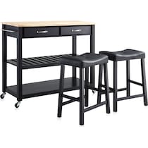 elias black kitchen cart   