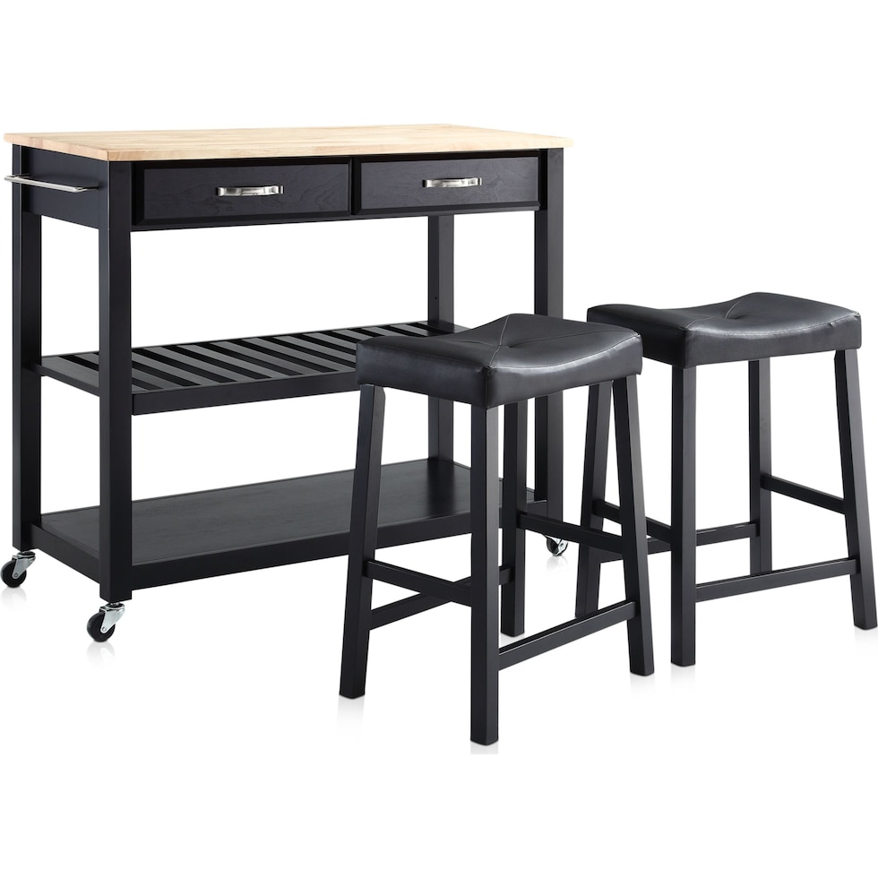 elias black kitchen cart   