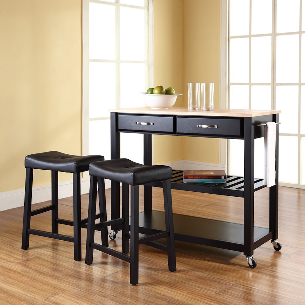 elias black kitchen cart   