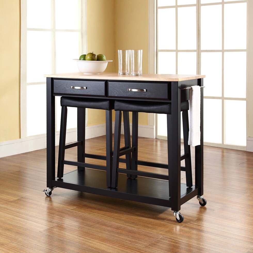 elias black kitchen cart   