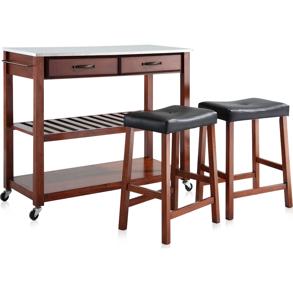 elias dark brown kitchen cart set   