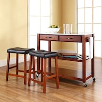 elias dark brown kitchen cart set   