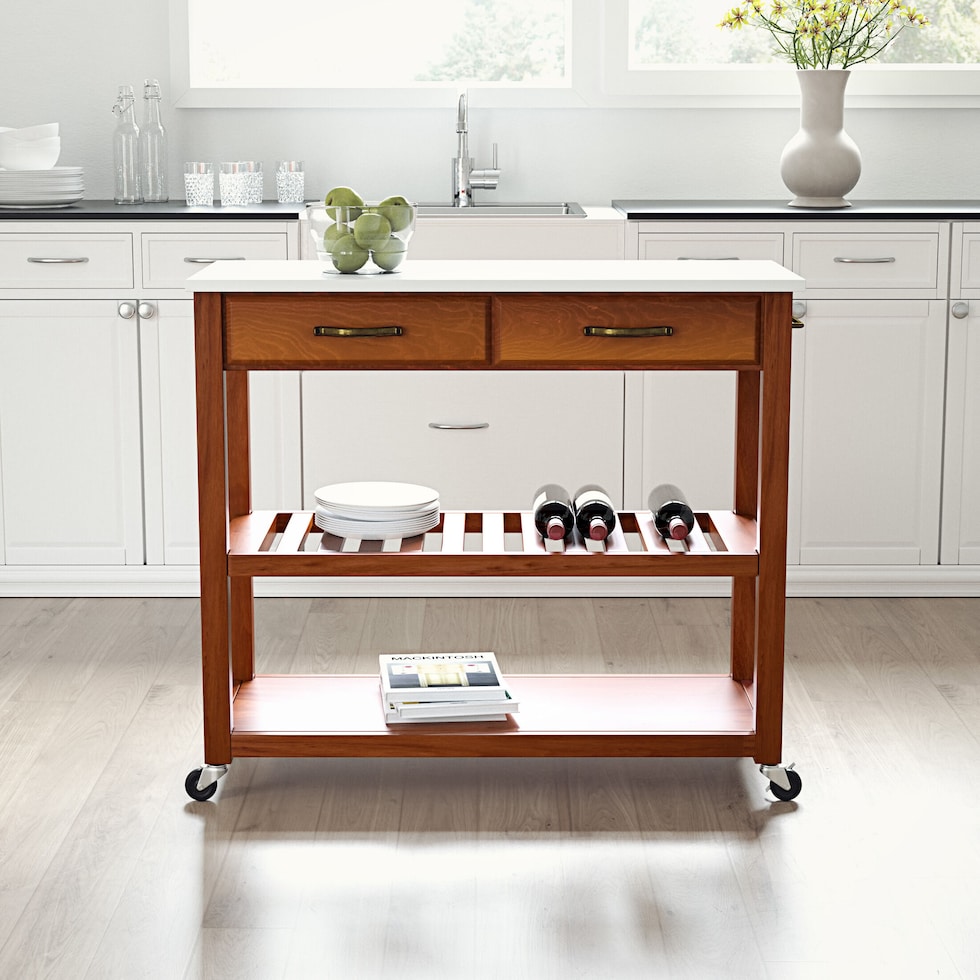 elias dark brown kitchen cart   