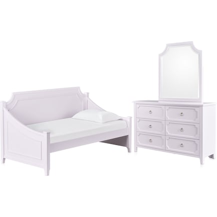 Elle 5-Piece Twin Daybed Bedroom Set with Dresser and Mirror - Lavender