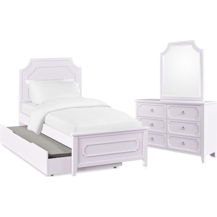 Elle 5-Piece Twin Trundle Bedroom Set with Dresser and Mirror - Lavender