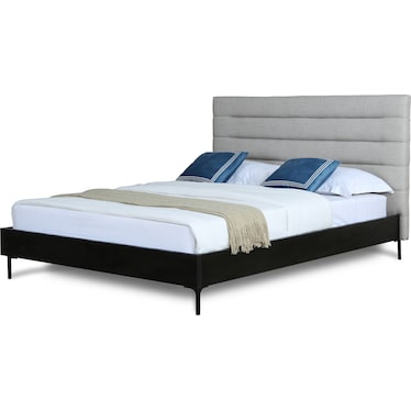 Eloise Queen Upholstered Platform Bed - Light Gray