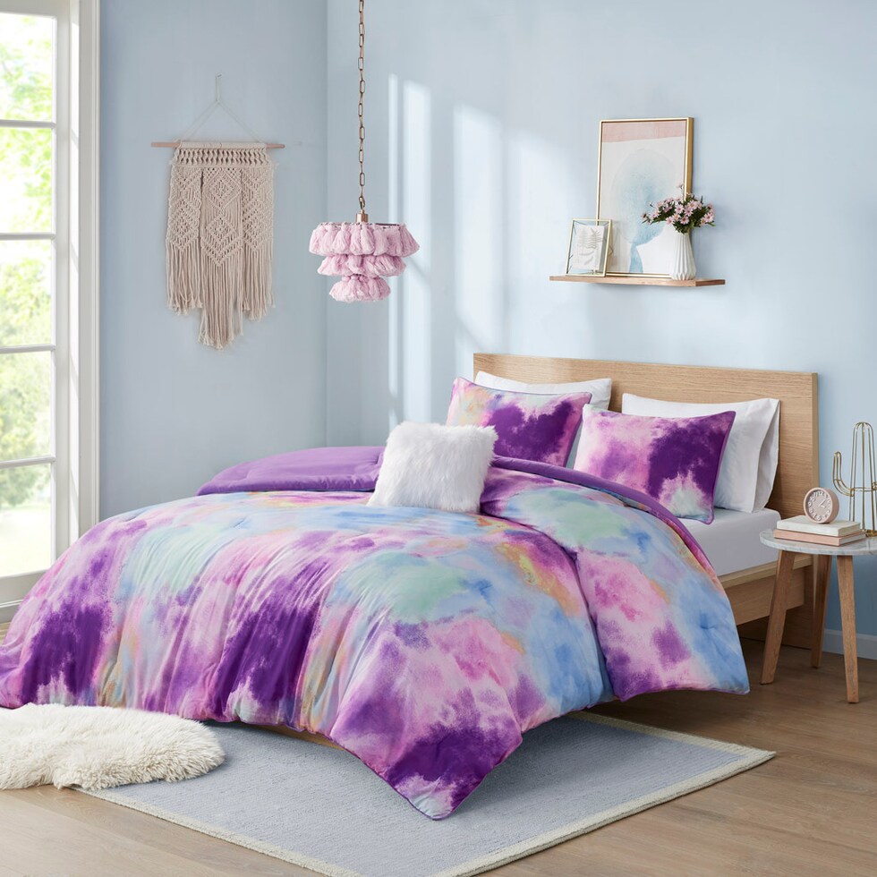 emberly purple king california king bedding set   