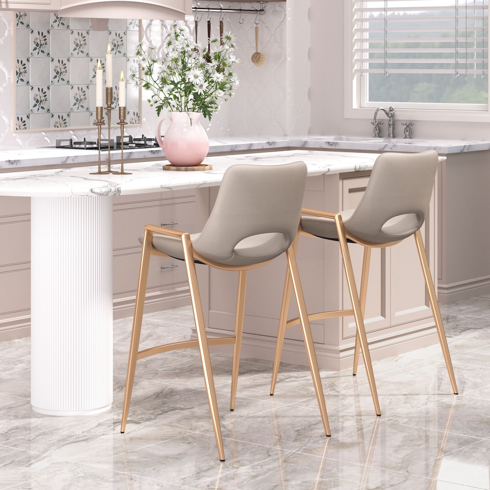 emerson beige gold counter height stool   