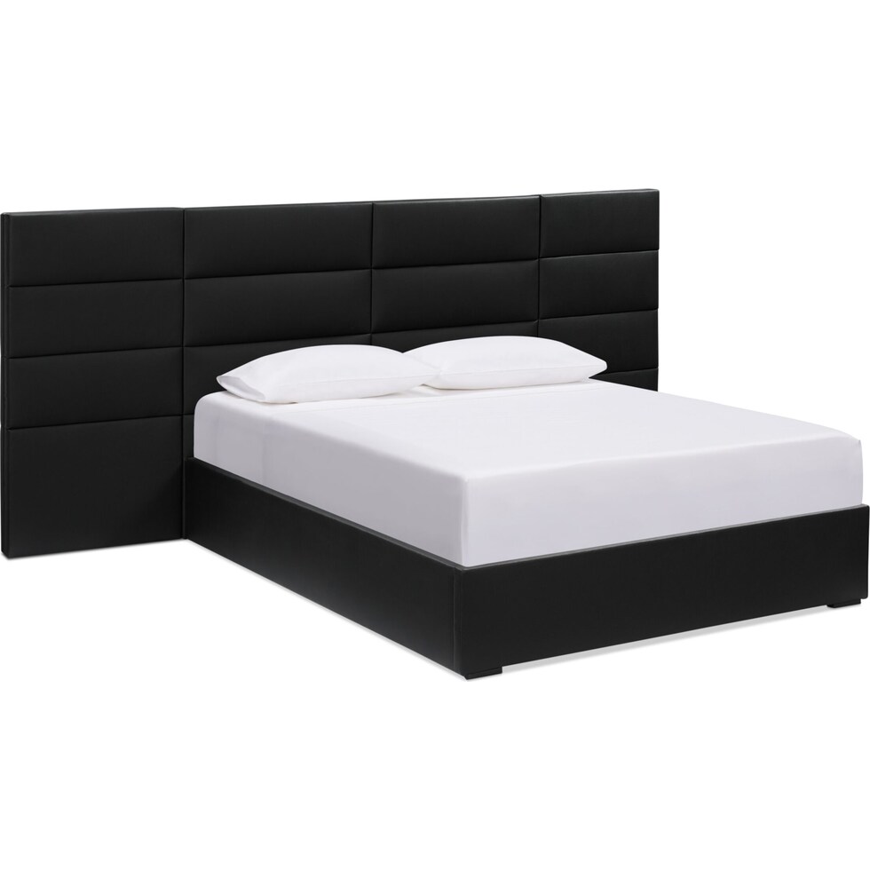 emilio black king upholstered bed   