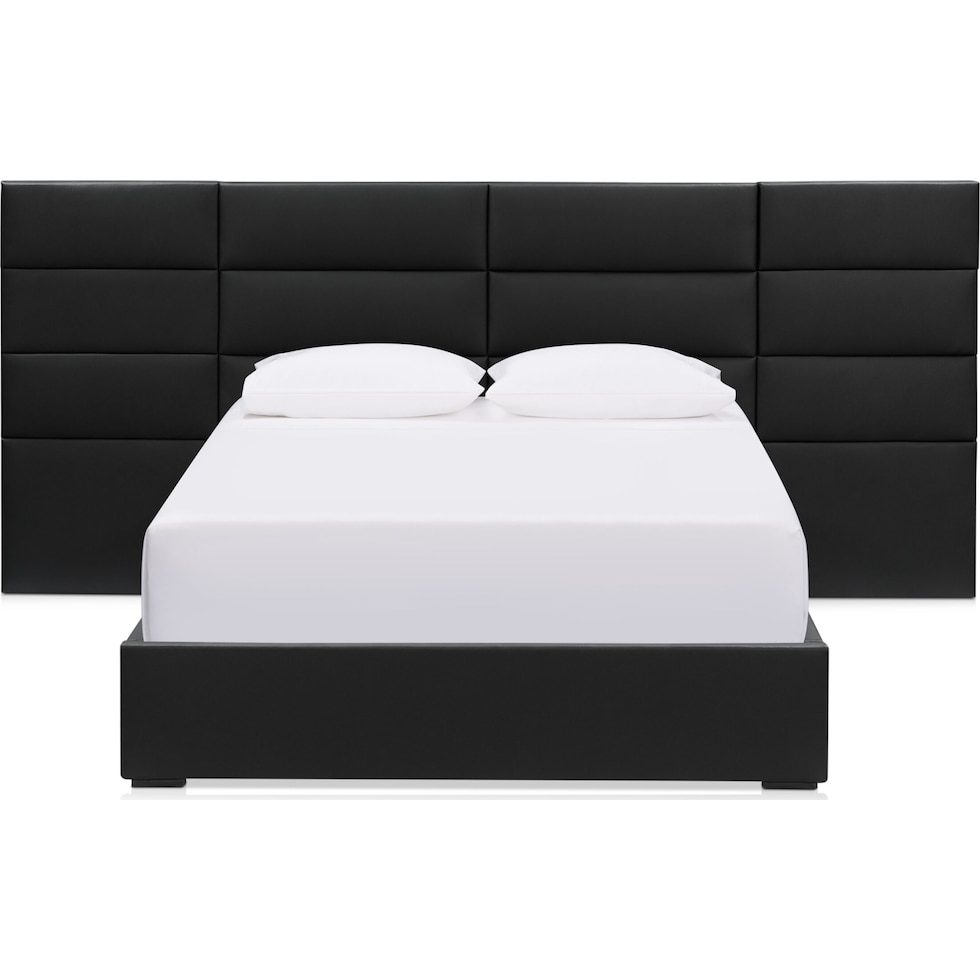 emilio black king upholstered bed   