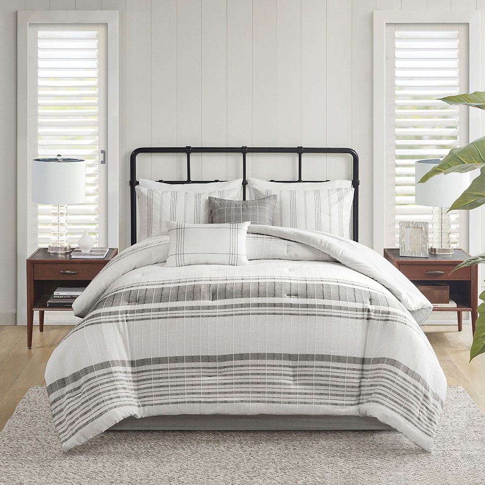 emily white gray full queen bedding set   