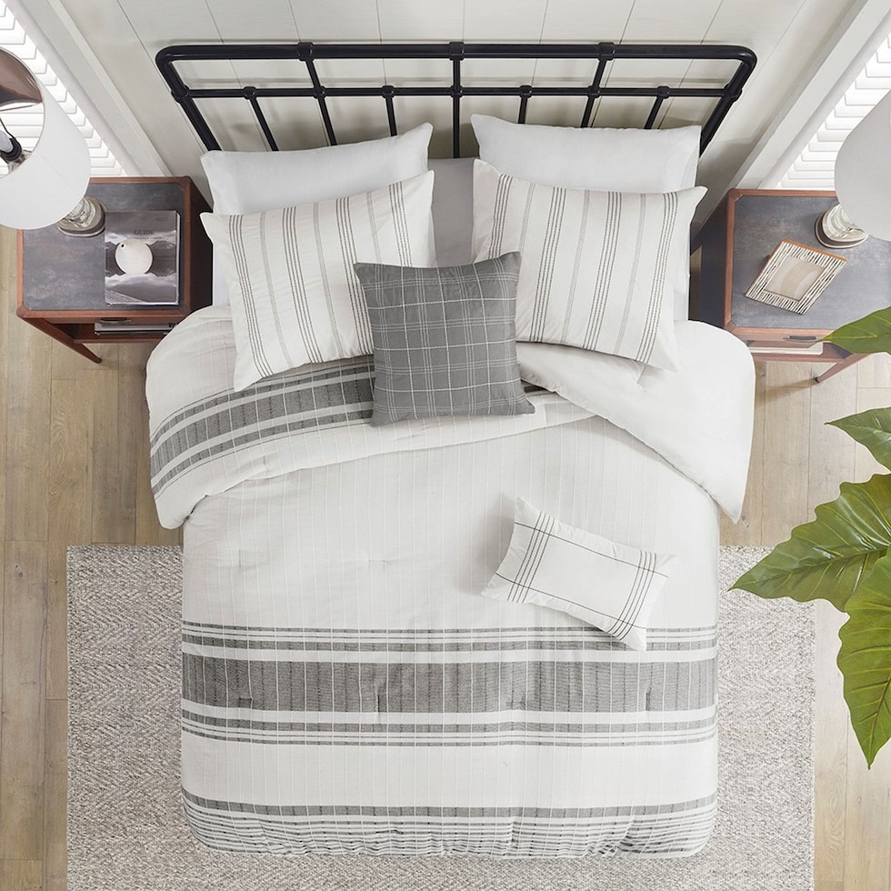 emily white gray full queen bedding set   