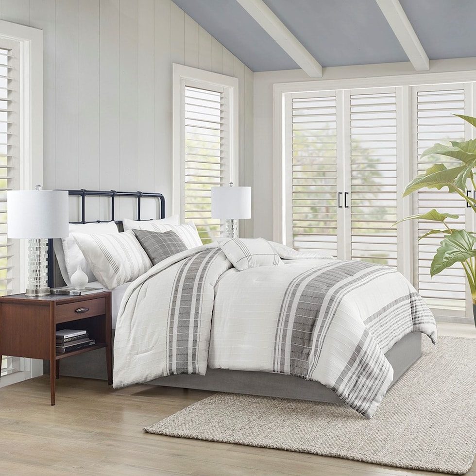 emily white gray full queen bedding set   