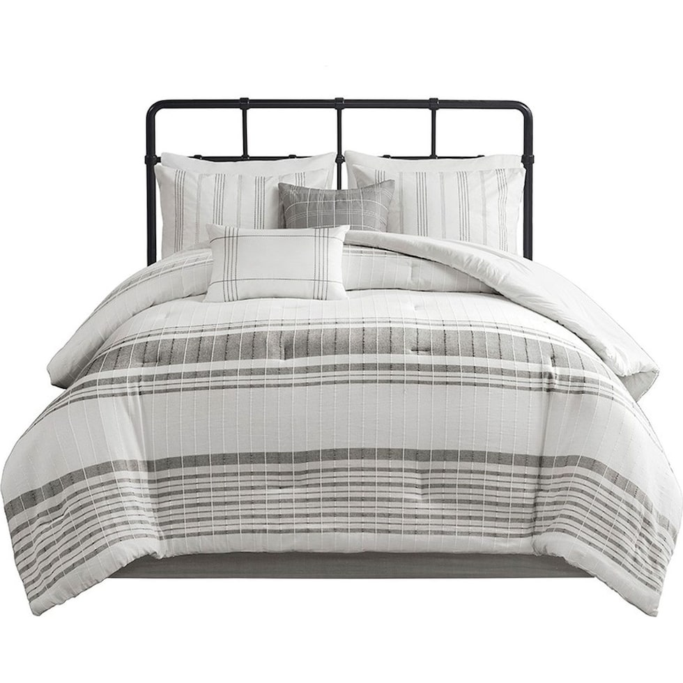 emily white gray full queen bedding set   