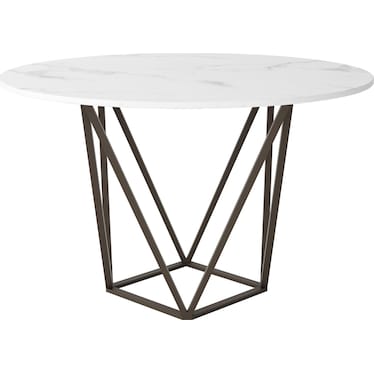 Emma Round Dining Table - White/Bronze
