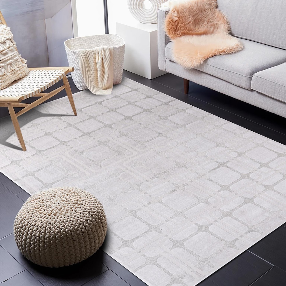 enoki beige silver area rug  x    