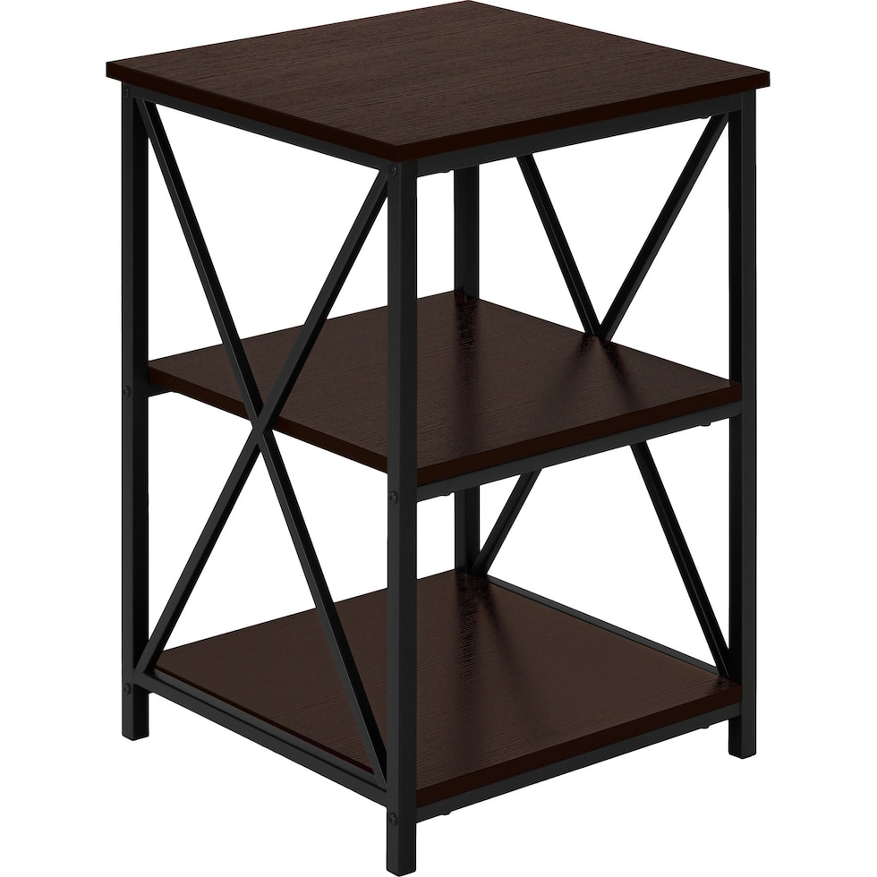 erma brown black end table   